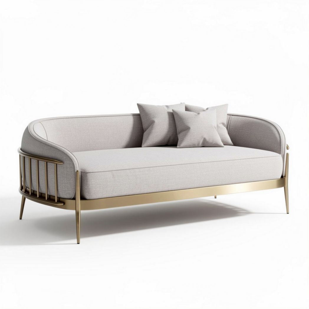 Sofa z metalową ramą i szarym obiciem 180 x 80 x 70cm