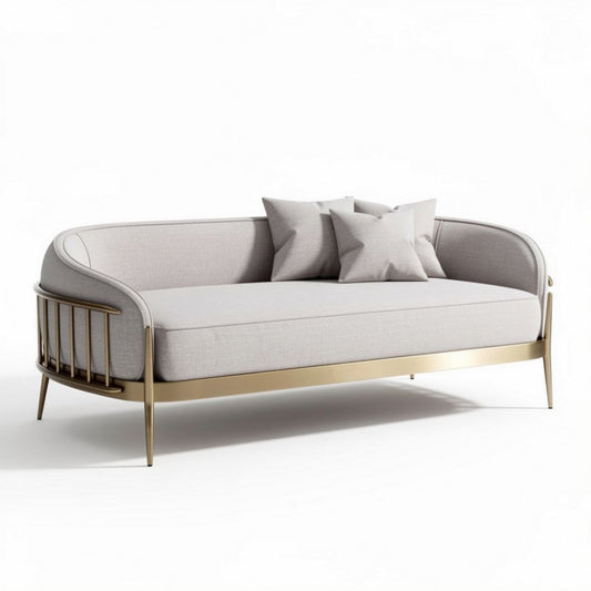 Sofa z metalową ramą i szarym obiciem 180 x 80 x 70cm