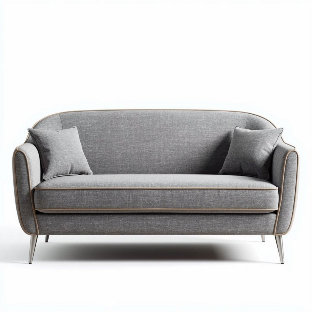 Sofa dwuosobowa w kolorze szarym z poduszkami 180 x 85 x 75cm